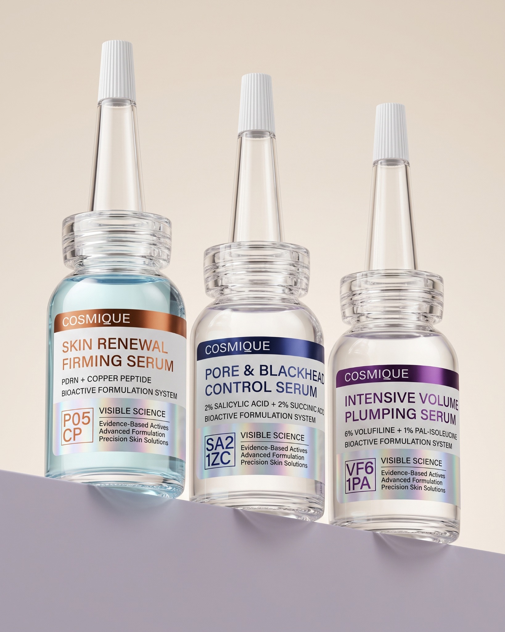 Cosmique Skin Renewal, Pore Control ve Volume Plumping serumları